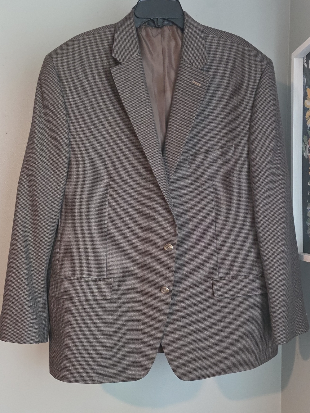 Chaps Men's Brown Micro-Check Blazer - Classic Sport Coat 50R